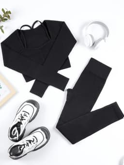 High Waisted Seamless Yoga Leggings, Ribbed Sportswear Tights, Fitness Apparel for Women, Gym and Casual Wear For Fall & Winter