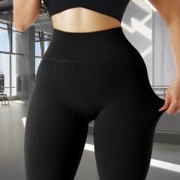 High Waisted Seamless Yoga Leggings, Ribbed Sportswear Tights, Fitness Apparel for Women, Gym and Casual Wear For Fall & Winter