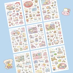 Cute Cartoon Animal Bear Stickers Handbook Diary Planner Notebook Scrapbook Stationery DIY Decorative Waterproof Stickers