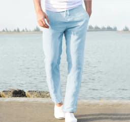 New Men Cotton Linen Pants Summer and Autumn Solid High Waist Wide-Leg Trousers Male Loose Hemp Casual Breathable Sports Pants
