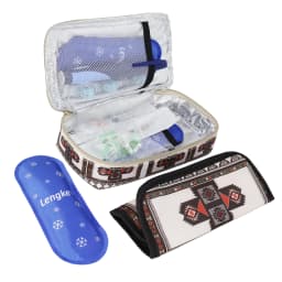 Large Portable Insulin Cooler Travel Bag - Lightweight, Boho Flower Print Durable Design for Outdoor Camping and Travel