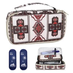 Large Portable Insulin Cooler Travel Bag - Lightweight, Boho Flower Print Durable Design for Outdoor Camping and Travel