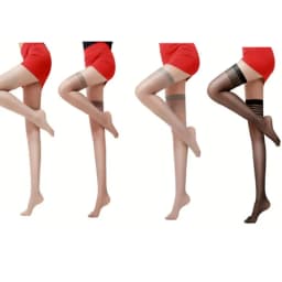 1-4Pairs Sexy Stockings Summer Over Knee Non-Slip Stockings Ultra-thin Silk Shaping Glossy Pantyhose Thigh High Stocking