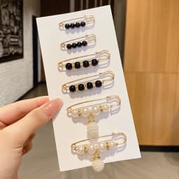 Women Waist Needle Jeans Skirt Waist Big Change Small Anti-running Pin Pearl Rhinestones Lapel Pins Clothes Accessories