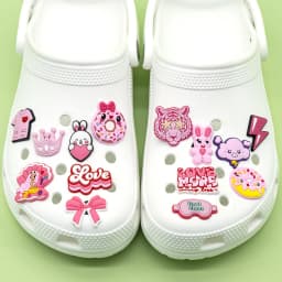 1/30PCS Pink Style Shoe Charms for Girls,Pink Bunny Heart Pin Buckle Accessories for Shoes,Sandals Clog Buckle Decoration