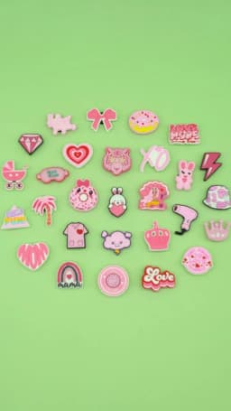 1/30PCS Pink Style Shoe Charms for Girls,Pink Bunny Heart Pin Buckle Accessories for Shoes,Sandals Clog Buckle Decoration