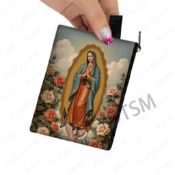 Holy Virgin Mary Print Coin Purses Lady of Guadalupe Cash Credit Card Holder Small Wallet Zipper Pouch Clutch Earphone Organizer