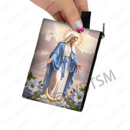 Holy Virgin Mary Print Coin Purses Lady of Guadalupe Cash Credit Card Holder Small Wallet Zipper Pouch Clutch Earphone Organizer