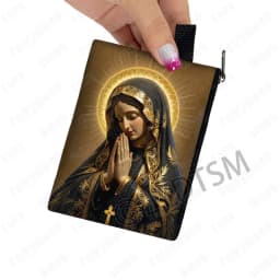 Holy Virgin Mary Print Coin Purses Lady of Guadalupe Cash Credit Card Holder Small Wallet Zipper Pouch Clutch Earphone Organizer