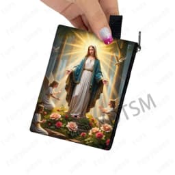 Holy Virgin Mary Print Coin Purses Lady of Guadalupe Cash Credit Card Holder Small Wallet Zipper Pouch Clutch Earphone Organizer