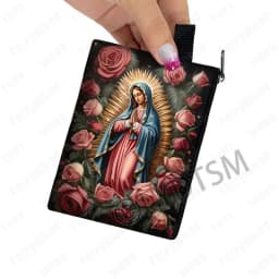 Holy Virgin Mary Print Coin Purses Lady of Guadalupe Cash Credit Card Holder Small Wallet Zipper Pouch Clutch Earphone Organizer