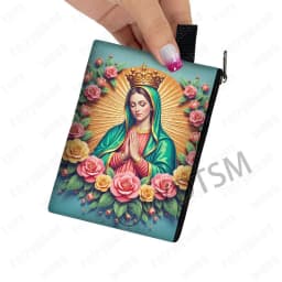 Holy Virgin Mary Print Coin Purses Lady of Guadalupe Cash Credit Card Holder Small Wallet Zipper Pouch Clutch Earphone Organizer