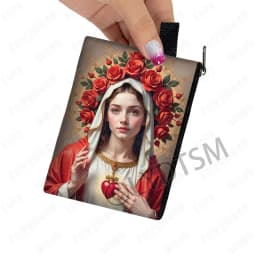 Holy Virgin Mary Print Coin Purses Lady of Guadalupe Cash Credit Card Holder Small Wallet Zipper Pouch Clutch Earphone Organizer