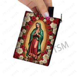 Holy Virgin Mary Print Coin Purses Lady of Guadalupe Cash Credit Card Holder Small Wallet Zipper Pouch Clutch Earphone Organizer