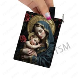 Holy Virgin Mary Print Coin Purses Lady of Guadalupe Cash Credit Card Holder Small Wallet Zipper Pouch Clutch Earphone Organizer