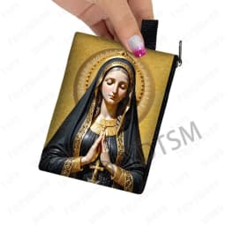 Holy Virgin Mary Print Coin Purses Lady of Guadalupe Cash Credit Card Holder Small Wallet Zipper Pouch Clutch Earphone Organizer