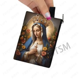 Holy Virgin Mary Print Coin Purses Lady of Guadalupe Cash Credit Card Holder Small Wallet Zipper Pouch Clutch Earphone Organizer
