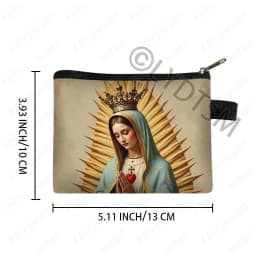 Holy Virgin Mary Print Coin Purses Lady of Guadalupe Cash Credit Card Holder Small Wallet Zipper Pouch Clutch Earphone Organizer