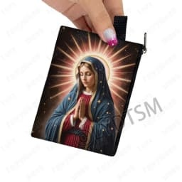 Holy Virgin Mary Print Coin Purses Lady of Guadalupe Cash Credit Card Holder Small Wallet Zipper Pouch Clutch Earphone Organizer