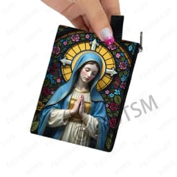 Holy Virgin Mary Print Coin Purses Lady of Guadalupe Cash Credit Card Holder Small Wallet Zipper Pouch Clutch Earphone Organizer