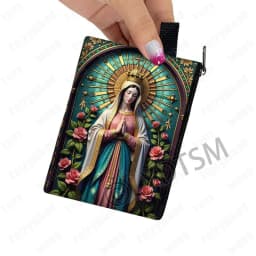 Holy Virgin Mary Print Coin Purses Lady of Guadalupe Cash Credit Card Holder Small Wallet Zipper Pouch Clutch Earphone Organizer