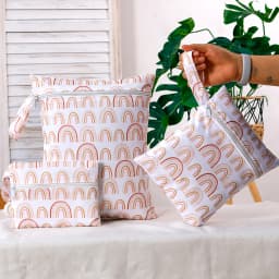 Elinfant 3PCS Portable Wet Dry Bag, Storage Bag With Two Zippered Pockets & Handle, Beach Pool Gym Bag, Diaper Bags