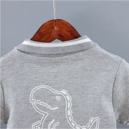 Infant Baby Boy Sets Summer Clothing Casual Sport Suit POLO Shirt + Shorts 2Pcs Set Boys Kids Grey Dinosaur Print Tracksuit