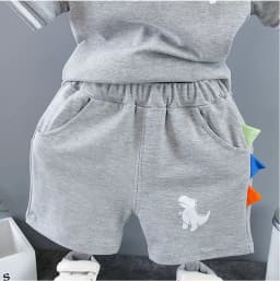 Infant Baby Boy Sets Summer Clothing Casual Sport Suit POLO Shirt + Shorts 2Pcs Set Boys Kids Grey Dinosaur Print Tracksuit