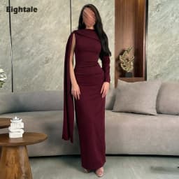 Eightale Arabic Evening Dress Prom Gown Customized O-Neck Floor Length One Sleeve Wedding Party Dress Mermaid Robes De Soirée