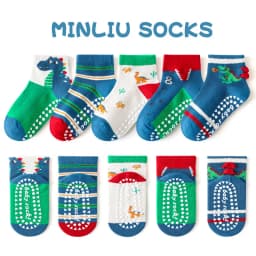 5 Pairs/Set Children Boys Anti-slipping Socks Toddler Boys Indoor Floor Socks Kid Boys Playground Non-slip Socks Baby Socks Pack