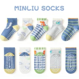 5 Pairs/Set Children Boys Anti-slipping Socks Toddler Boys Indoor Floor Socks Kid Boys Playground Non-slip Socks Baby Socks Pack