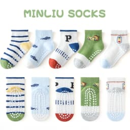 5 Pairs/Set Children Boys Anti-slipping Socks Toddler Boys Indoor Floor Socks Kid Boys Playground Non-slip Socks Baby Socks Pack