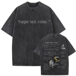 Christian Religious Jesus Forgive Them Father Vintage Washed T-shirt Men Women Gothic Rock Oversized T Shirts Tops Streetwear
