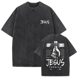 Christian Religious Jesus Forgive Them Father Vintage Washed T-shirt Men Women Gothic Rock Oversized T Shirts Tops Streetwear