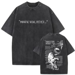 Christian Religious Jesus Forgive Them Father Vintage Washed T-shirt Men Women Gothic Rock Oversized T Shirts Tops Streetwear