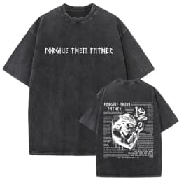 Christian Religious Jesus Forgive Them Father Vintage Washed T-shirt Men Women Gothic Rock Oversized T Shirts Tops Streetwear