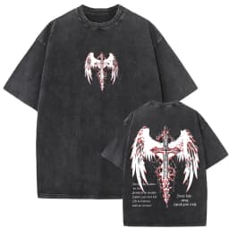 Christian Religious Jesus Forgive Them Father Vintage Washed T-shirt Men Women Gothic Rock Oversized T Shirts Tops Streetwear