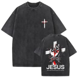 Christian Religious Jesus Forgive Them Father Vintage Washed T-shirt Men Women Gothic Rock Oversized T Shirts Tops Streetwear