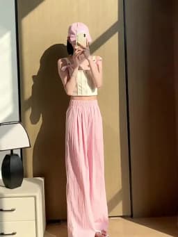 Spring Summer Women Loose Wide Leg Pants Casual Elastic Waist Straight Long Wide Leg Pants Female Casual Female Pants Trousers