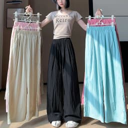Spring Summer Women Loose Wide Leg Pants Casual Elastic Waist Straight Long Wide Leg Pants Female Casual Female Pants Trousers