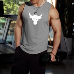 2025 Summer New Muscle Fitness Bull Head Printed Men's Quick Drying Tank Top for Running Training Breathable Sleeveless T-shirt