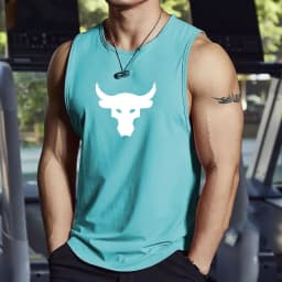 2025 Summer New Muscle Fitness Bull Head Printed Men's Quick Drying Tank Top for Running Training Breathable Sleeveless T-shirt
