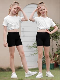 2 Piece Girls Running Thin Leggings Cartwheel Shorts Safety Comfortable Soft Shorts