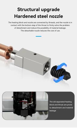 For Anycubic Kobra 3 V2/Kobra 3 V2 Combo Hotend Kit New Upgrade Hotend Ceramic Hotend 3D Printer Brass Hardened Steel Nozzle