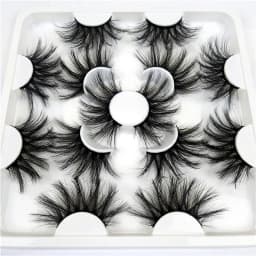 7 Pairs of 25mm Mink Eyelashes in Bulk, Russian Fluffy Natural False Eyelashes, 8 Pairs of 3D Natural False Eyelashes in Bulk