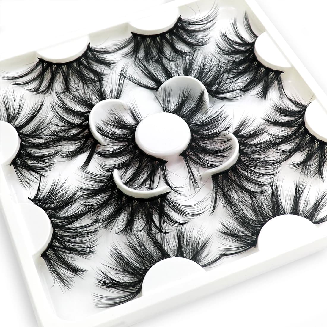 7 Pairs of 25mm Mink Eyelashes in Bulk, Russian Fluffy Natural False Eyelashes, 8 Pairs of 3D Natural False Eyelashes in Bulk