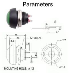 5/10pcs PBS 33B Mini Samll Plastic Push Button Round Head ON OFF Momentary Switch 2 Pin 12mm Waterproof Power Reset Non-locking