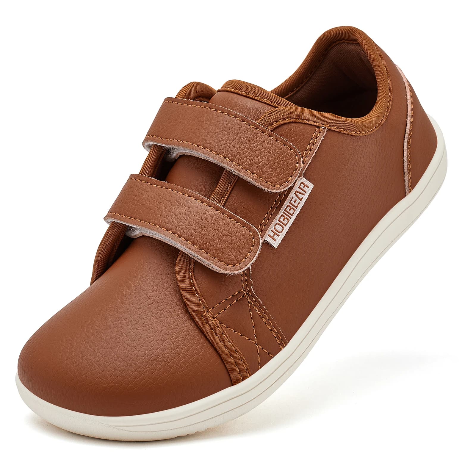 HOBIBEAR Kids Barefoot Sneakers | Hook Loop | Wide Toe Shoes | Artificial Leather Minimalist Lightweight Sneakers