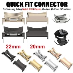 2PCS Quick Fit Adapter for Samsung Galaxy Watch 7 6 44 40mm 6 Classic 47 43mm Accessories Stainless Steel Connector 4/5/pro Band