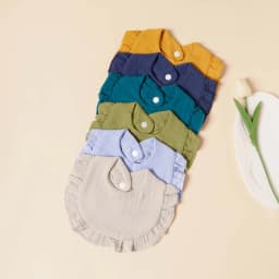 6pcs Cotton Gauze Lotus Leaf Edge Saliva Bib Baby Solid Color Snap Button Feeding Bib Soft Comfortable Drool Towel For Newborns